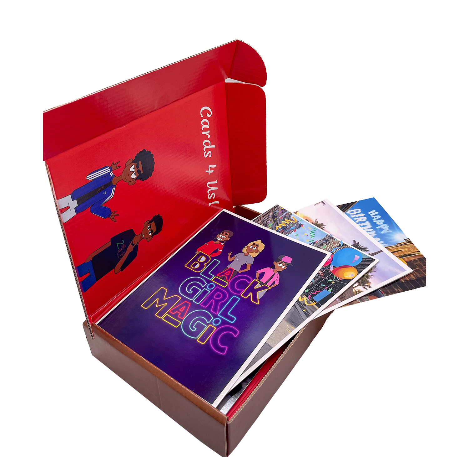 Collectible 2 Brown Boys Box of greeting cards with 8 cards featuring artwork by Chase and Cruze Brown